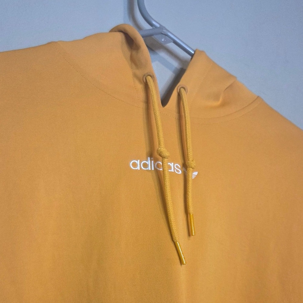 Adidas Originals Trefoil Logo Tape Hoodie Mens Small Mustard Yellow Sweatshirt